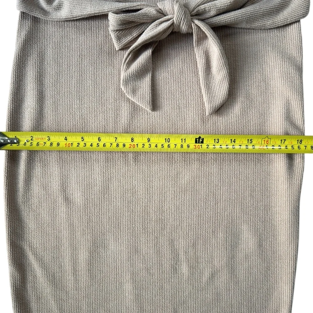 SHEIN Maternity Sweater Rib-Knit V Neck Belted Bodycon Dress Stretch Apricot L - Picture 10 of 12